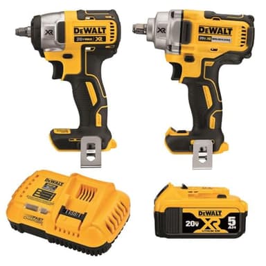 DEWALT 20V MAX Impact Wrench, Cordless 2-Tool Combo Kit, 1/2-Inch Mid-Range and 3/8-inch Compact with 5ah Battery and Charger (DCK205P1) - Image 1