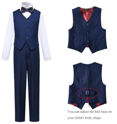 Boys Suit Size 10 Kids Navy Blue Suits for Boys Toddler Suit Set First Communion Suit Ring Bearer Christmas Outfit - Image 3