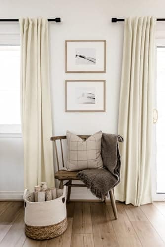 100% Blackout Shield Linen Blackout Curtains for Bedroom 84 Inches Long, Back Tab/Rod Pocket Living Room Drapes, Thermal Insulated Blackout Curtains 2 Panels Set, 50" W x 84" L, Light Cream - Image 6