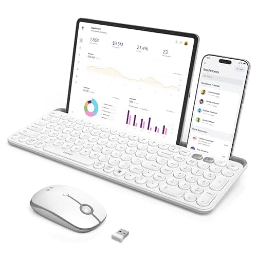 seenda Bluetooth Keyboard and Mouse for iPad, CTU-301 Multi-Device Bluetooth + 2.4G Wireless Keyboard Mouse with Tablet Holder for MacBook/Windows Computer, iOS/Andriod Tablet Phone, White - Image 1