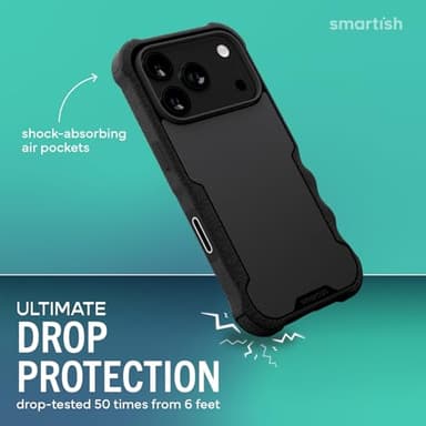 Smartish® iPhone 17 Pro MagSafe Case - Gripzilla Protective Magnetic Case [Rugged + Tough] Heavy Duty Grip Armored Cover w/Drop Tested Protection for Apple iPhone 17 Pro - Black Tie Affair - Image 2