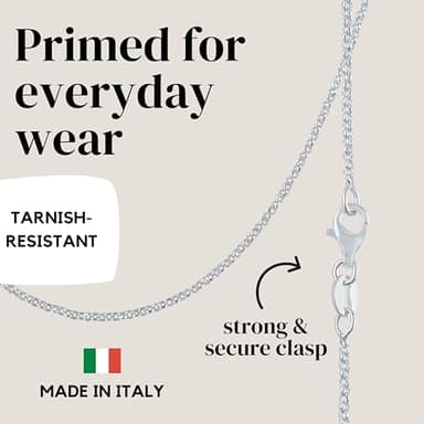 KISPER Solid 925 Sterling Silver Chain Necklace for Women Thin & Secure - Italian 1.6mm Diamond Cut Cable Link with Lobster Clasp - Made in Italy, 18 inches - Image 4
