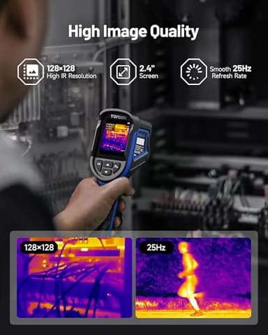 TOPDON TC004 Mini Handheld Thermal Imaging Camera, 240 x 240 TISR Resolution, -4°F to 842°F, 15-Hour Battery Life, 128 x 128 IR Resolution, 25Hz Infrared Camera, High/Low Temp Alerts, Auto Shutdown - Image 4