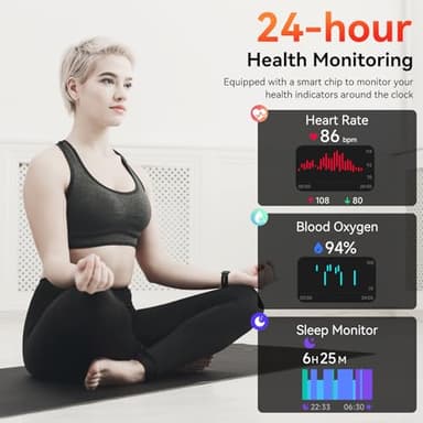 Smart Watch with Alexa Built-in, 1.83" HD Touchscreen, Bluetooth Call/Make Calls, IP68 Waterproof Fitness Tracker with 120+ Sport Modes, 24/7 Heart Rate & Sleep Monitor for iOS/Android (Black) - Image 5