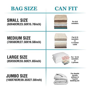 Vacuum Storage Bags, 10 Jumbo Space Saver Bags with Pump, Space Bags, Vacuum Sealer Bags for Clothes, Comforters, Blankets, Bedding - Image 4