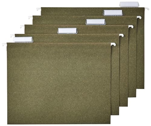 Amazon Basics Hanging File Folders, Letter Size, 1/5-Cut Tabs, 75 Count per Box, Standard Green - Image 1