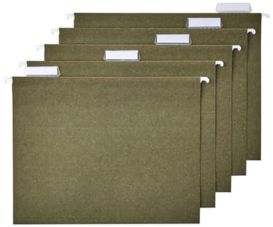 Amazon Basics Hanging File Folders, Letter Size, 1/5-Cut Tabs, 75 Count per Box, Standard Green - Image 1