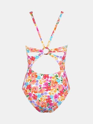 CUPSHE Women's One Piece Swimsuit Deep V Neck Keyhole Cutout O Ring Textured Bathing Suit, L - Image 6