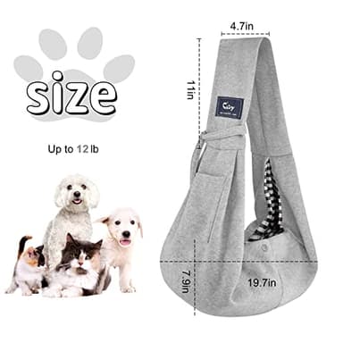 CUBY Dog and Cat Sling Carrier - Hands Free Reversible Pet Papoose Bag - Soft Pouch and Tote Design - Suitable for Puppy, Small Dogs Cats Outdoor (Classic Grey) - Image 5