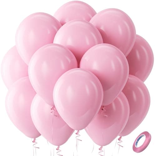 Bezente Pastel Pink Latex Party Balloons - 100 Pack 12 inch Round Helium Light Pink Bridal Pink Balloons for Wedding Bridal Shower Gender Reveal Birthday Party Decoration - Image 1