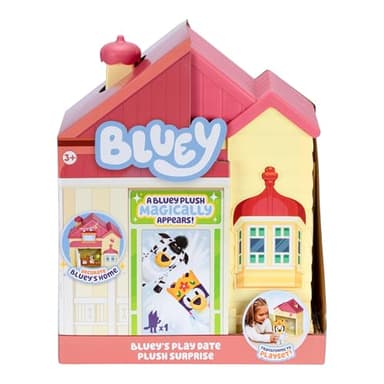 Bluey Play Date Plush Surprise, Decorate House with Stickers, Attach The Play Time Sign, Then Open The Door for a Surprise to Appear, Style May Vary - Image 1