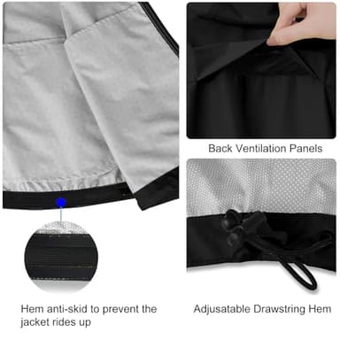baleaf Men's Rain Jacket Waterproof Windbreaker Running Cycling Golf Hiking Gear Hood Lightweight Reflective Packable Black 3XL - Image 3