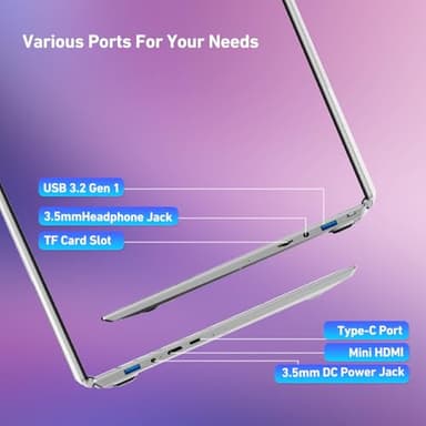 ANPCOWER 2025 Latest 14'' Laptop Compatible with Windows 11, 8GB RAM 256GB SSD, Quad-Core Processor(2.9GHz), 1080P FHD Display, TF Card Slot, USB-C, Mini-HDMI, WiFi5, Bluetooth, Webcam, Silver - Image 7