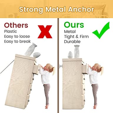 Booda Brand Furniture Anchors (10 Pack) for Baby Proofing, Furniture Straps Anti Tip Furniture Anchor Securing 400 lbs/Keep Baby Pet Safety from Falling Furniture, Metal White Earthquake Straps - Image 5
