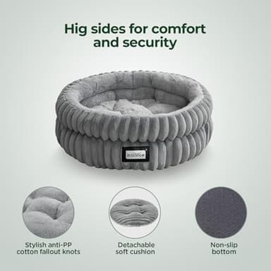 BALANCE Cat Bed Kitten Bed, Washable Round Cat Beds for Indoor Cats, Super Soft Plush Faux Fur Pet Bed for Puppy and Kitten with Anti-Slip Bottom - Image 4