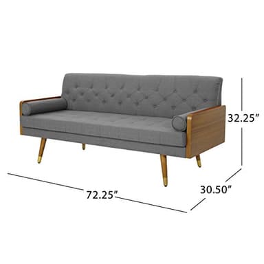 Christopher Knight Home GDFStudio Christopher Knight Home Aidan Mid Century Modern Tufted Fabric Sofa, Gray - Image 2