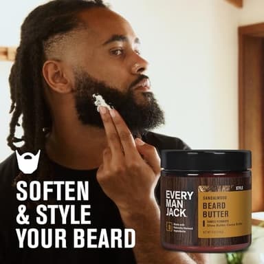 Every Man Jack Beard Butter- Subtle Sandalwood Fragrance - Hydrates and Styles Dry, Unruly Beards While Relieving Itch - Naturally Derived with Shea Butter and Coconut Oil - 4-ounce (2 Pack) - Image 2
