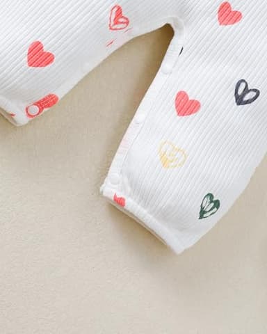 Mioglrie Baby Girl Clothes 6-12 Month Newborn Jumpsuit Infant One Piece Outfits Girls Summer Button Ruffle Romper Cute Heart Pink Bodysuits - Image 5