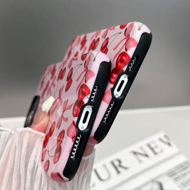 branple Compatible with iPhone 15 Pro Max Case, Cute Pink Cherry Bow Pattern with Shockproof Slim Soft TPU and Hard PC Protective Cover for Women Designed for iPhone 15 Pro Max Case, Glossy - Image 5