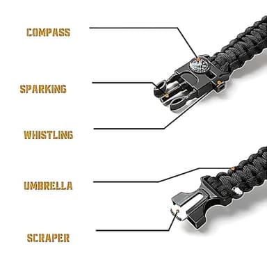 Binoculars with Compass 7 in 1 Survival Paracord Bracelet, Fire Starter, Compass, Whistle, Outdoor Ultimate Tactical Gift for Kids, Men, Scouts Gift for Him/Her, Spyglass, Birthday Gift - Image 4