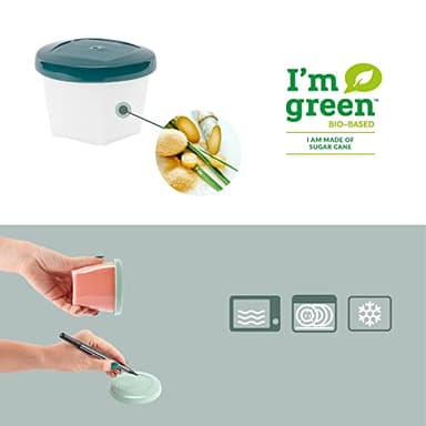 Babymoov Eco-Friendly Baby Food Jars Set of 16 (8 x 6 oz + 8 x 8.45 oz) BPA-Free Storage Containers Made from Biosourced Sugar Cane Leakproof Silicone Lids Microwave, Freezer & Dishwasher Safe - Image 4