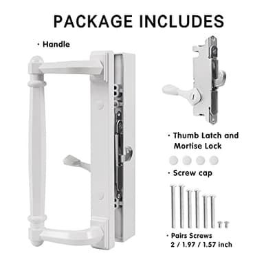House Guard 20002 Series Patio Door Lock and Handle Set Choices That Add a Unique Signature to Your Patio Doors Glass Sliding Door Handle (White) - Image 3