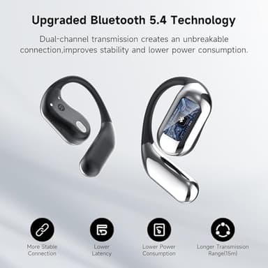 Open Ear Clip Wireless Earbuds Bone Conduction Headphones, Bluetooth 5.4, Open Ear Design, Built-in Mic, IPX7 Waterproof, LED Display Charging Case,Ear Hooks Ear Buds,Design for Running Fitness - Image 5