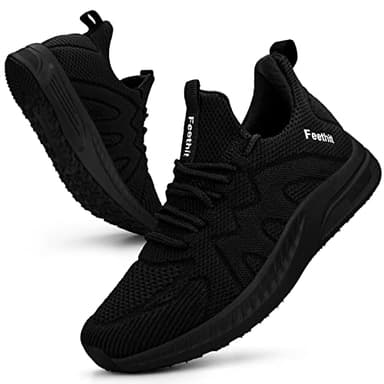 Feethit Womens Running Shoes Tennis Walking Shoes Slip on Sneakers Lightweight Gym Shoes for Workout Work Travel Athletic Black Size 5.5 - Image 1