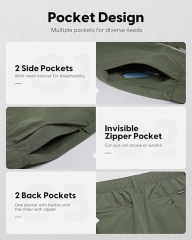 maamgic Men's 5 Inseam Casual Classic Fit Shorts Men with Multi-Pocket Workout Short Hybrid Quick Dry Short Pants - Image 2