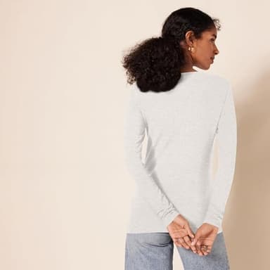 Amazon Essentials Women's Regular-Fit Long-Sleeve Crewneck T-Shirt (Available in Plus Size), Light Grey Heather, XX-Large - Image 3
