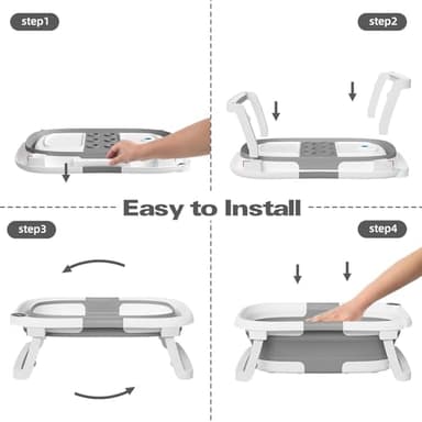 napei Collapsible Baby Bathtub,Baby Bath Tub with Soft Cushion & Thermometer,Baby Bathtub Newborn to Toddler 0-36 Months,Portable Travel Baby Tub - Image 6