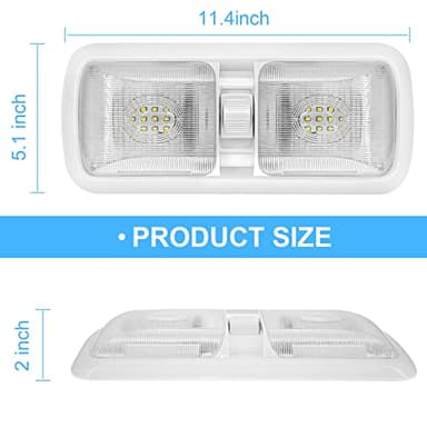 Miady 12V LED RV Interior Lights 750 Lumen, RV LED Ceiling Double Dome Light with Switch for Car/Trailer/Camper/Boat, Natural White 4000-4500K, 60X2835SMD, Pack of 5 - Image 2