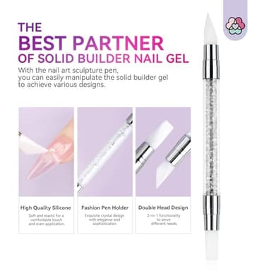 SAVILAND Solid Builder Nail Gel - 60g Large Capacity 3D Nail Gels Sculpting Gel for Art Non-Sticky Hand Carving Glue Extension with Sequins Chrome Powder DIY Salon Home - Image 7