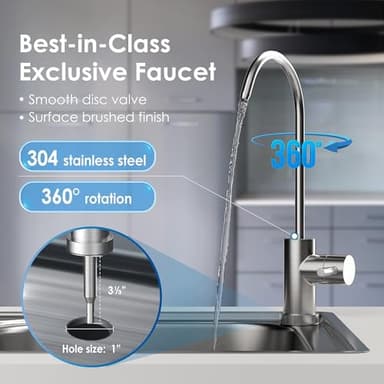 Waterdrop 17UB-UF 0.01 μm Ultra Filtration Under Sink Water Filter System for Baçtёria Reduction, Reduces Lead, Chlorine, Bad Taste & Odor, 24K Gallons, with Dedicated Brushed Nickel Faucet, USA Tech - Image 7