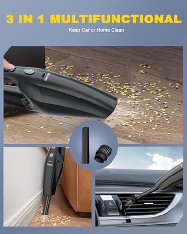 TANYO Handheld Car Vacuum Cordless, Portable Vacuum Cleaner with High Power Suction, Rechargeable Hand Held Vacuum, Mini Handheld for Car Home Office, Pet Hair, Black - Image 7