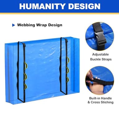 TICONN Mattress Bags for Moving, Heavy Duty Queen Mattress Cover Storage Bag with Full-Around Handle and Adjustable Buckles (Blue, Queen) - Image 4