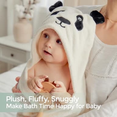 Momcozy Baby Bath Towels with Visualize Health Label - Ultra Soft & Absorbent Coral Fleece Hooded Towels for Newborn, Infant, Toddler (0-36 Months) Bath Essentials (Large Size,2 Pack) - Image 5
