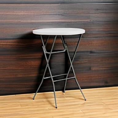 Flash Furniture 32" Round Folding Bar Height Tables for Parties and Commercial Events, Indoor/Outdoor Plastic Bar Height Folding Tables, Set of 4, White - Image 5