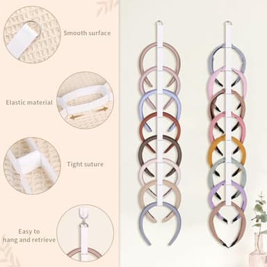 3 PCS Headband Holder Organizer for Girl,Hanging Hairband Storage for Women,White Hair Hoop Display Hair Accessories Organizer Bedroom College Dorm Decor - Image 4