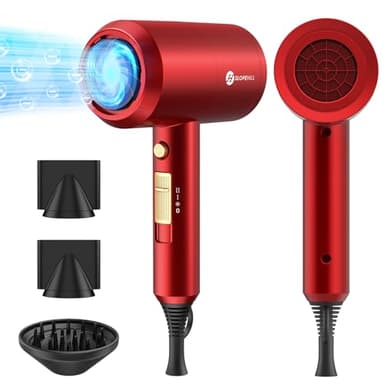 Slopehill Professional Ionic Hair Dryer, Powerful 1800W Fast Drying Low Noise Blow Dryer with 2 Concentrator Nozzle 1 Diffuser Attachments for Home Salon Travel (Agate Red) - Image 1