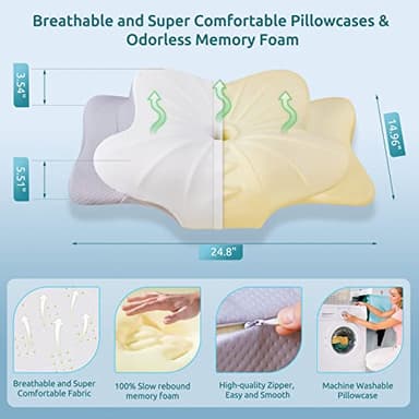 DONAMA Cervical Pillow for Neck and Shoulder,Contour Memory Foam Pillow,Ergonomic Neck Support Pillow for Side Back Stomach Sleepers with Pillowcase - Image 5