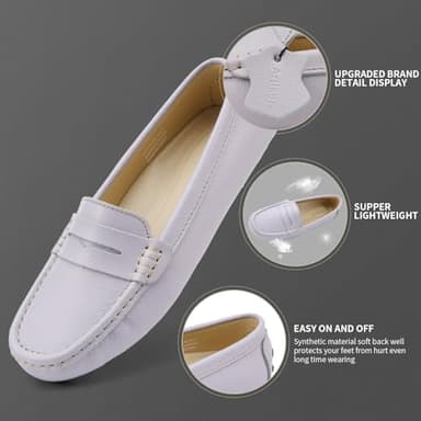 Artisure Women's Classic Comfort Lilac Leather Penny Loafers Casual Slip-Ons Lightweight Walking Flats Driving Mocs Boat Shoes 10 M US - Image 9