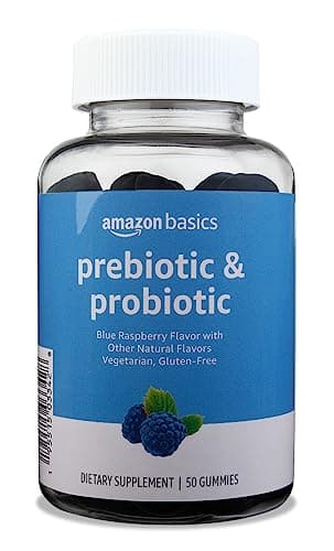 Amazon Basics Prebiotic & Probiotic Gummies, 2 Billion CFU, Blue Raspberry, 50 Count (2 per Serving) (Previously Solimo) - Image 1