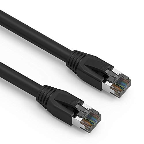 Nippon Labs Cat8 RJ45 10FT Ethernet Patch Internet Network LAN Cable, Indoor/Outdoor, 24AWG – Latest 40Gbps 2000Mhz, Weatherproof S/FTP for Router, PS4, PS5, Xbox, PoE, Switch, Modem (Black) - Image 1