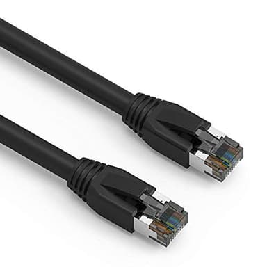 Nippon Labs Cat8 RJ45 10FT Ethernet Patch Internet Network LAN Cable, Indoor/Outdoor, 24AWG – Latest 40Gbps 2000Mhz, Weatherproof S/FTP for Router, PS4, PS5, Xbox, PoE, Switch, Modem (Black) - Image 1