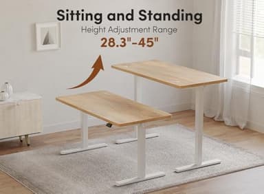 FEZIBO 55 x 24 Inchs Electric Standing Desk, Height Adjustable, Sit Stand Up, Computer Office Desk with Splice Board, White Frame/Maple Top - Image 4