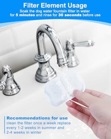 Cunina 4 Set Dog Water Bowl Filters, Dog Water Filter Replacement, Dog Water Filter Replacement Compatible with oneisall 7L/230oz/1.8G Stainless Steel Dog Water Fountain - Image 6