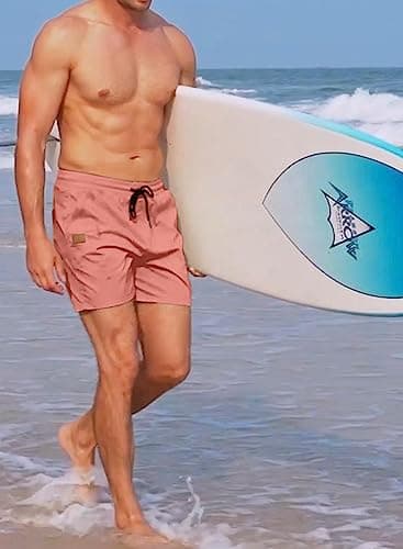 JMIERR Shorts Men Casual - Cotton Drawstring Summer Beach Stretch Twill Chino Golf Dress Shorts with Pockets Elastic Waist, L, A4 Pink - Image 4