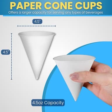 Smygoods Disposable White Paper Cone Cups (Pack of 400-4.5 oz) Eco-Friendly, Leak-Proof, Ideal for Events, Water Coolers, Quick Hydration & Efficient Cleanup - Image 3