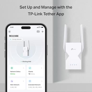 TP-Link BE3200 Wi-Fi 7 Range Extender RE223BE w/Ethernet Port | 3.2 Gbps Dual-Band Wireless Repeater | Internet Signal Booster for Home | Up to 2400 sq.ft, 64 Devices | MLO, EasyMesh | No 6 GHz Band - Image 5